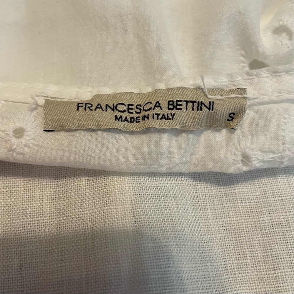 Francesca Bettini Made In Italy 100% Linen Eyelet Detailed Top Sz. S - Picture 10 of 10